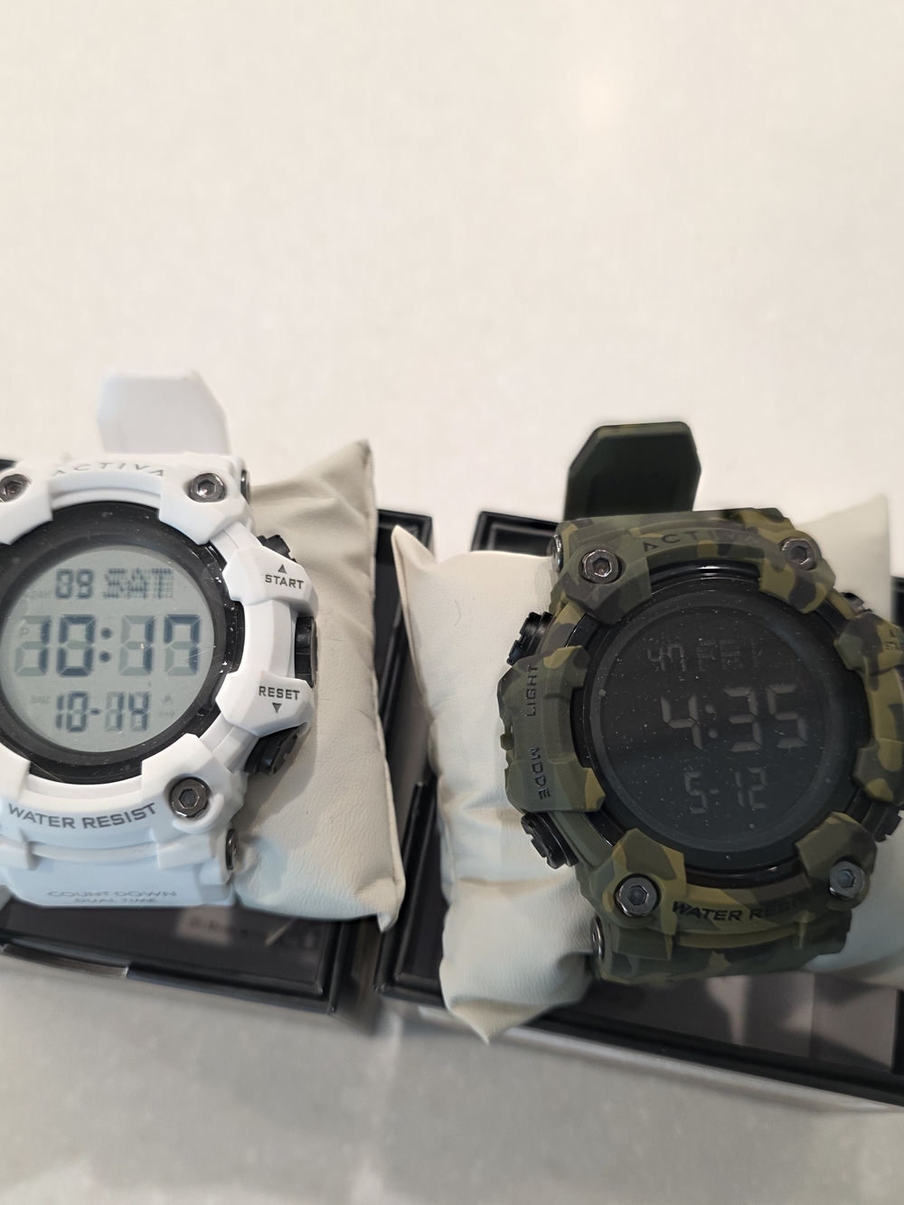 Digital Sport Watch - White and Green Camouflage Options